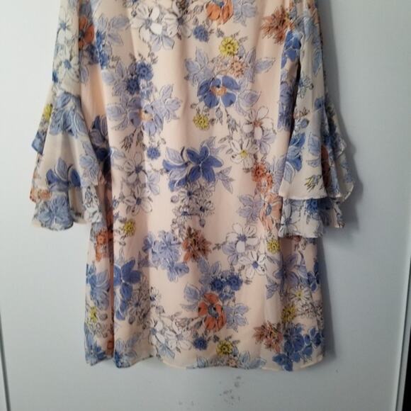 Nanette Lepore Pink Floral Ruffle Dress size 12 - Picture 9 of 11